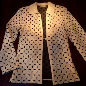 white Italian leather jacket, perforated